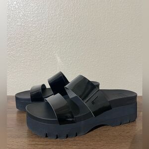 Reef Black Platform Slide Sandals